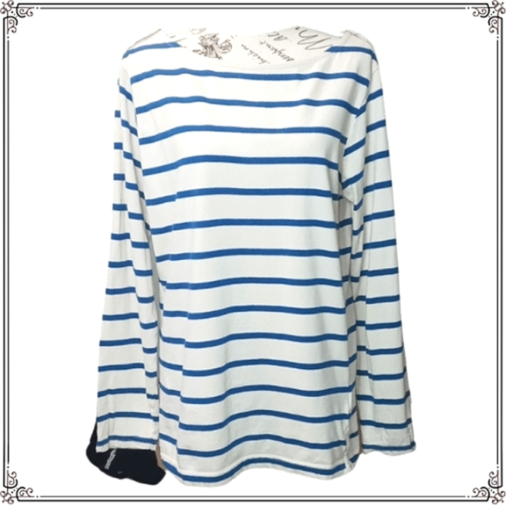 Vintage Regatta Nautical Striped Long Sleeve Cotton Top Size XL